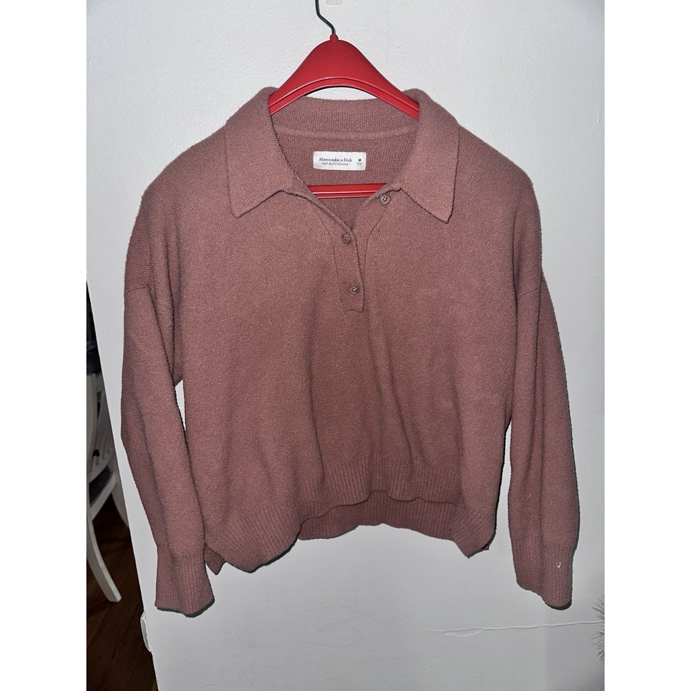 Abercrombie & Fitch Sweater Dark Rose Soft A&F Collection‎ 1/4 Button Medium